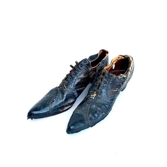 Antique Edwardian Shoes // Pair Women's Black Lace