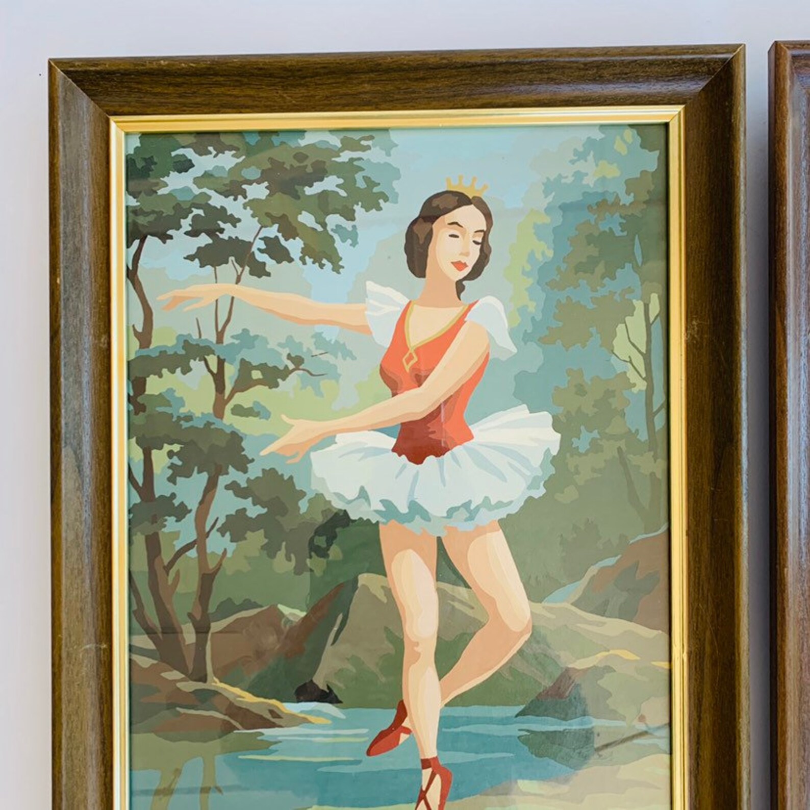 Paint By Number Ballerina // Vintage Pair Framed Ballerinas Etsy