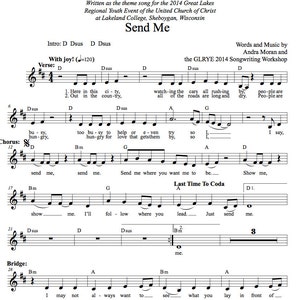 Send Me (Titelsong für das UCC Great Lakes Regional Jugend Event) Lead Sheet mit Gitarrenakkorden