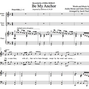 Be My Anchor for Choir BUNDLE (música de Andra Moran, coral arrgt de Jacob Nault) SATB arrgt, lead sheet, studio track, SATB coral ref mp3