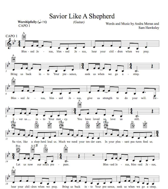 Savior Like A Shepherd Lead Us Guitar And Piano Lead Sheet Etsy