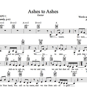 Ashes to Ashes (Guitar and Piano) lead sheets