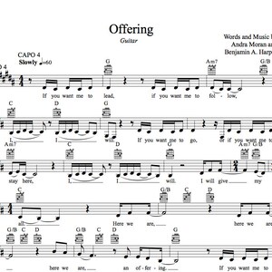 Offering by Andra Moran (gitarr och piano) leadsheet bunt med mp3