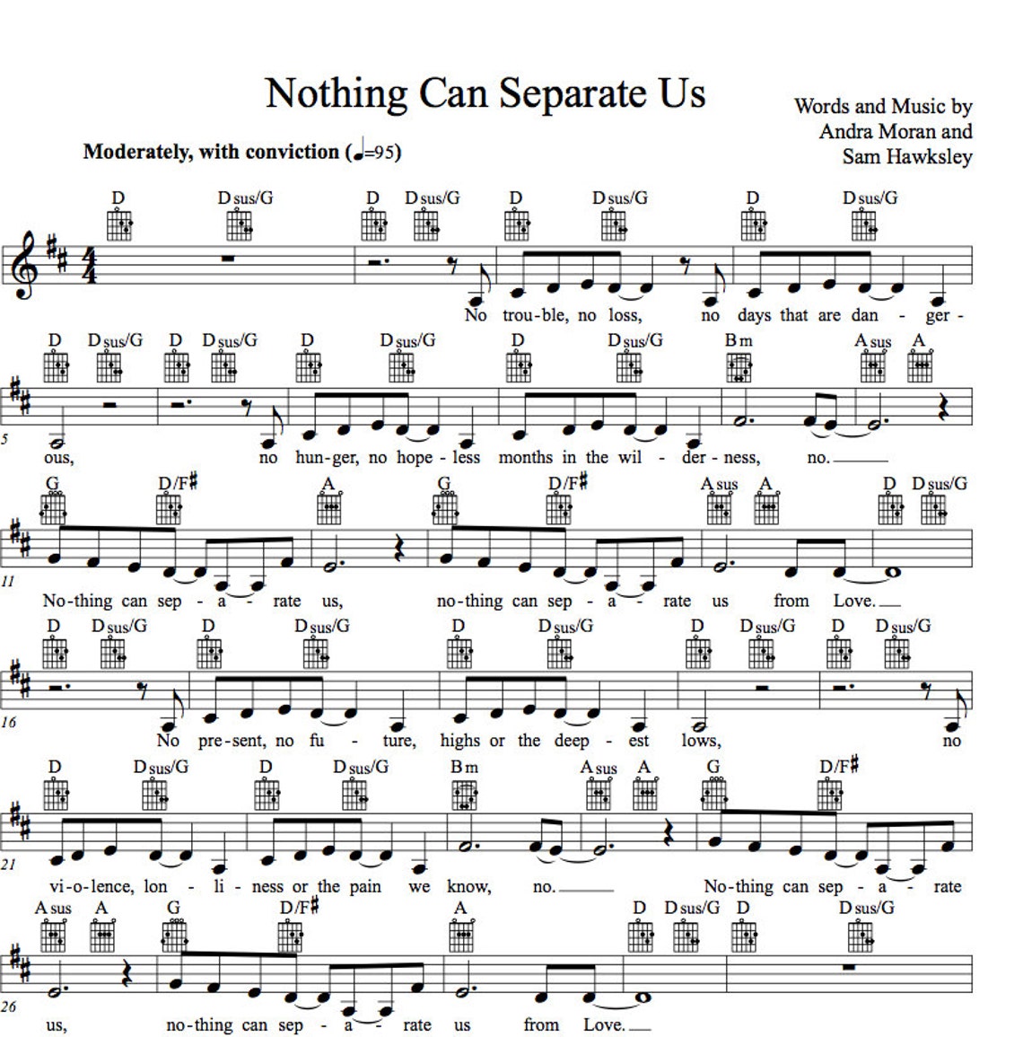 Nothing Can Separate Us guitar and Piano Lead Sheet and Mp3 Etsy