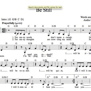 Be Still lead sheet and mp3