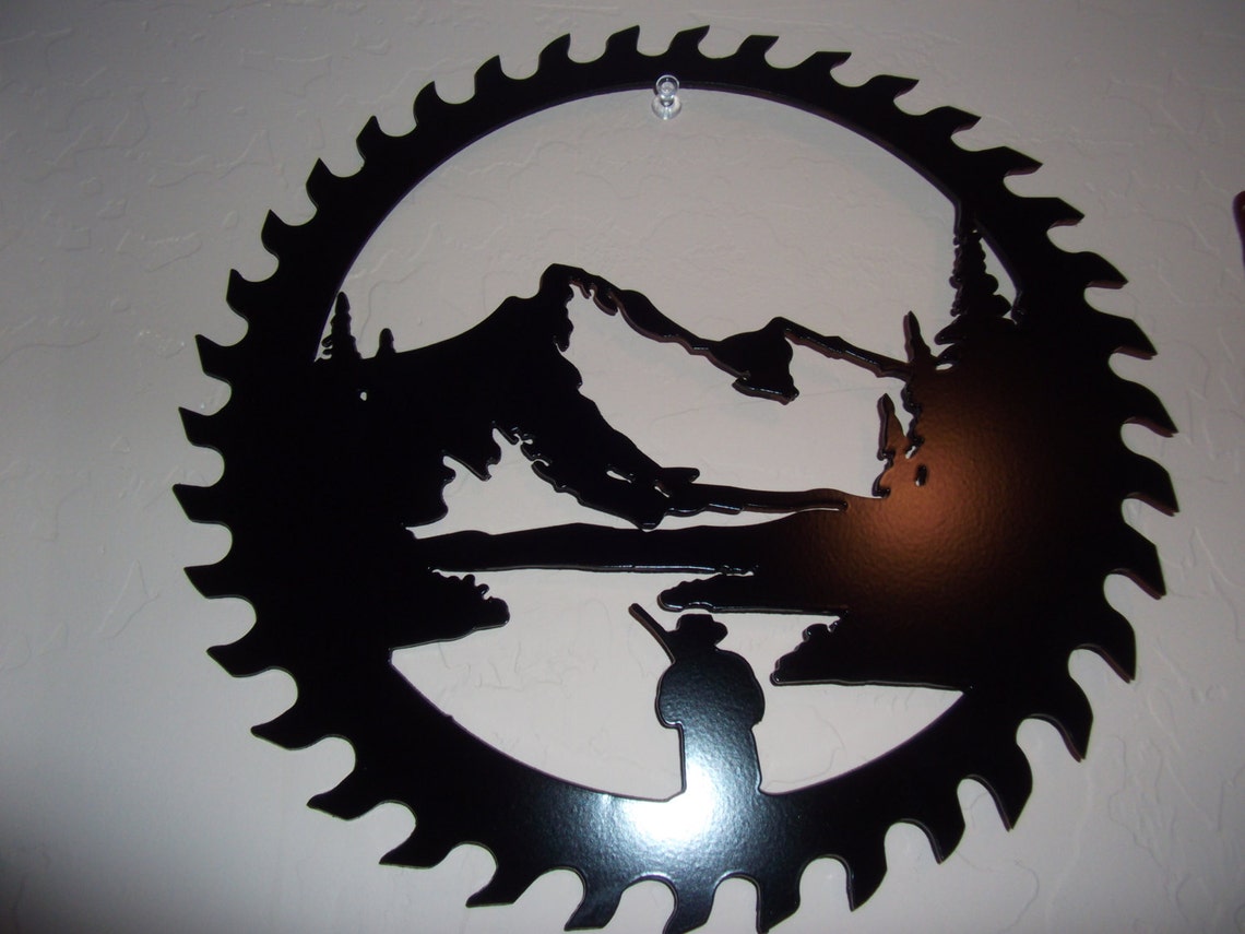 Plasma Cut Fishing Scene Sawblade wilderness Metal Mancave Etsy