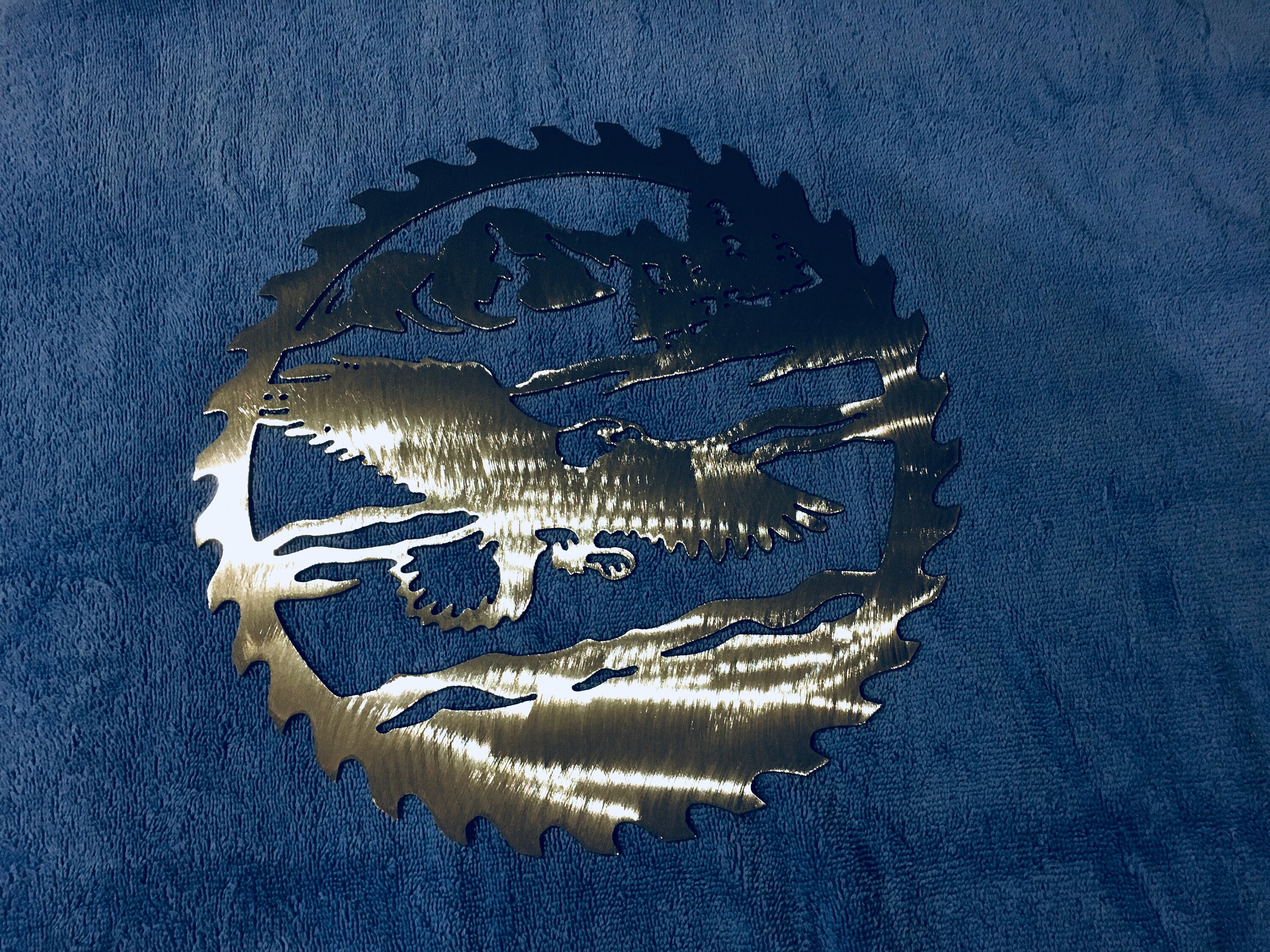 Plasma Cut Eagle Saw Blade Raw Shiny Ground Metal Mancave Etsy