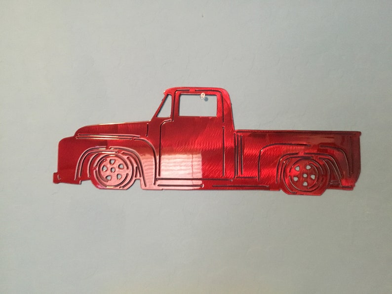 Plasma Cut Kandy Red 56 Ford Truck Metal Mancave Garage Wall Art Home Decor