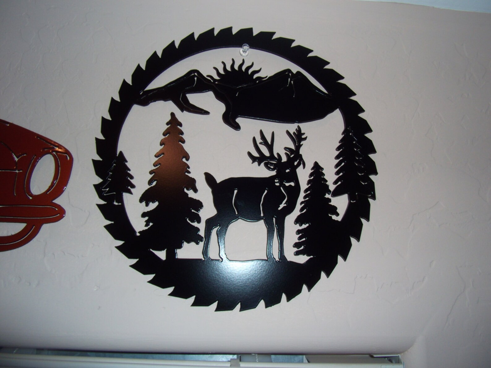 Plasma Cut Deer Scene Sawblade Wilderness Black Painted Metal Etsy