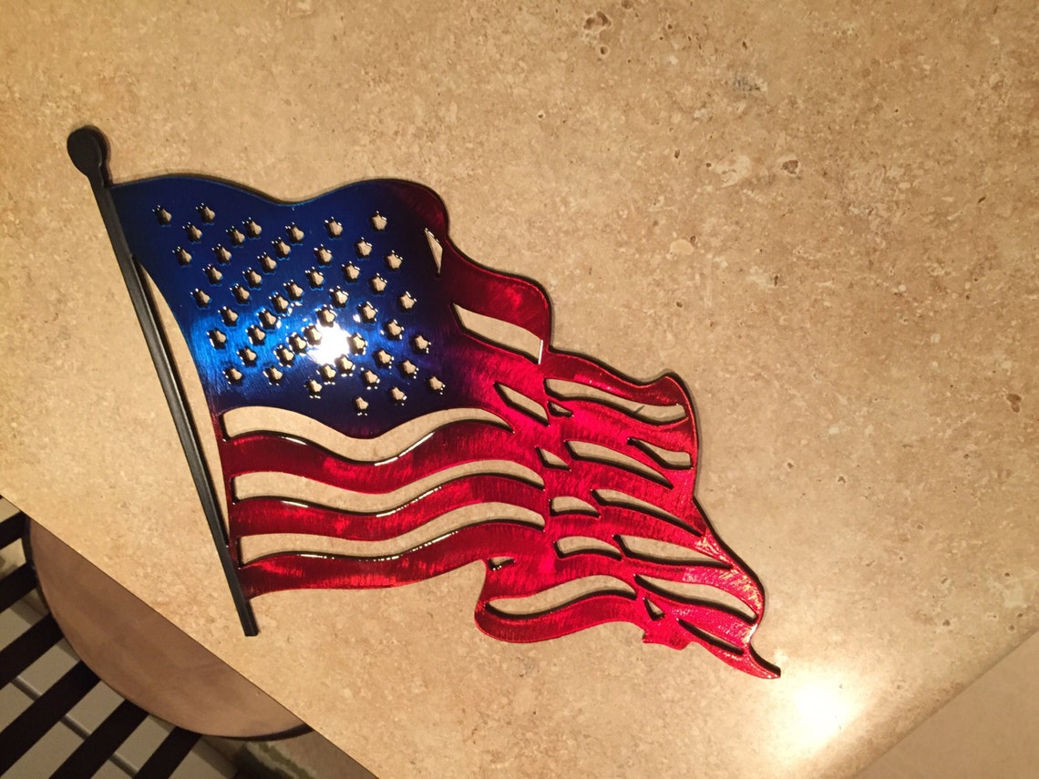Plasma Cut U S Flag Custom Kandy Painted Metal Mancave Garage Etsy