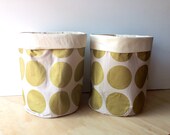 Fabric Storage Basket - Metallic Gold Circles