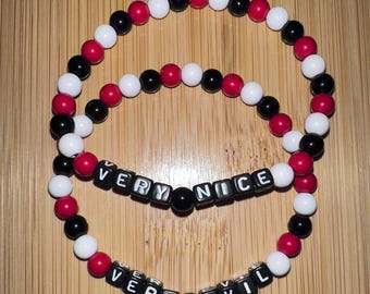 Wrestling inspired beaded friendship bracelet