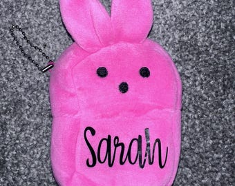 Easter basket gift - marshmallow bunny coin purse - personalized plush rabbit pouch - choose color!
