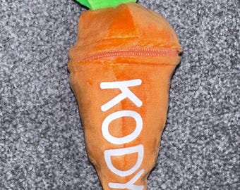 Personalized Easter gift! Plush bunny inside carrot, with name and year! Easter basket stuffer