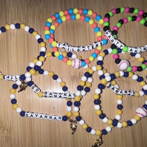 baseball inspired friendship bracelet Savannah bananas party animals tailgaters