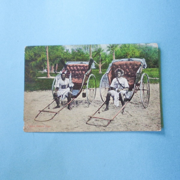 Antique Ethnographic Postcard - Rickshaws - From South Africa