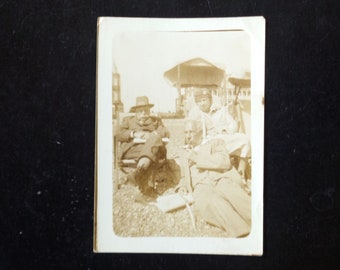 Vintage 1930s Small Faded Sepia Photograph - At the beach