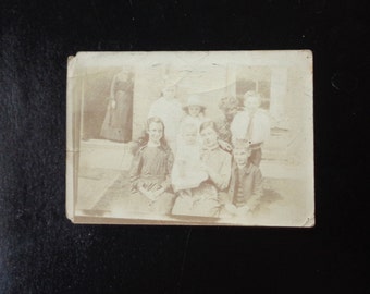 Antique Edwardian Circa 1900s Very Pale Sepia Photograph - Edwardian Family