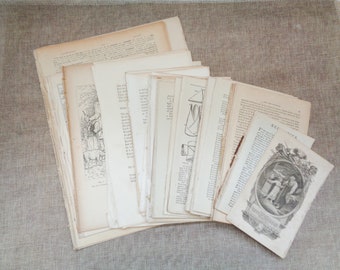 30/50 or 100 x Antique 1800s Book Pages for Crafting - 200 hundred years old!