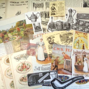Pacote de diário de lixo com tema de casa vintage (40 peças) - Papel antigo/vintage - Pacote grande A4 - Scrapbooking, colagem, arte alterada, criação de cartões