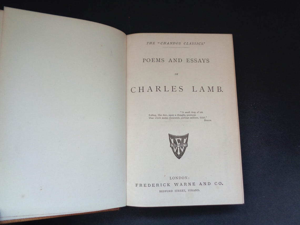 Leather- Bound Antique 1891 Book - Poems and Essays of Charles Lamb (HB) Chandos Classics, photo 3 of 4