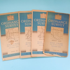 4 Vintage Landkarten von 1946-1948