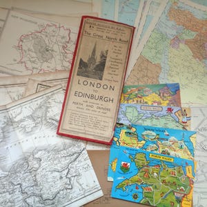 Karte und Atlas Antik & Vintage Ephemera Pack - Große A4 Größe Vintage (40 Teile) Enthält volle Karten