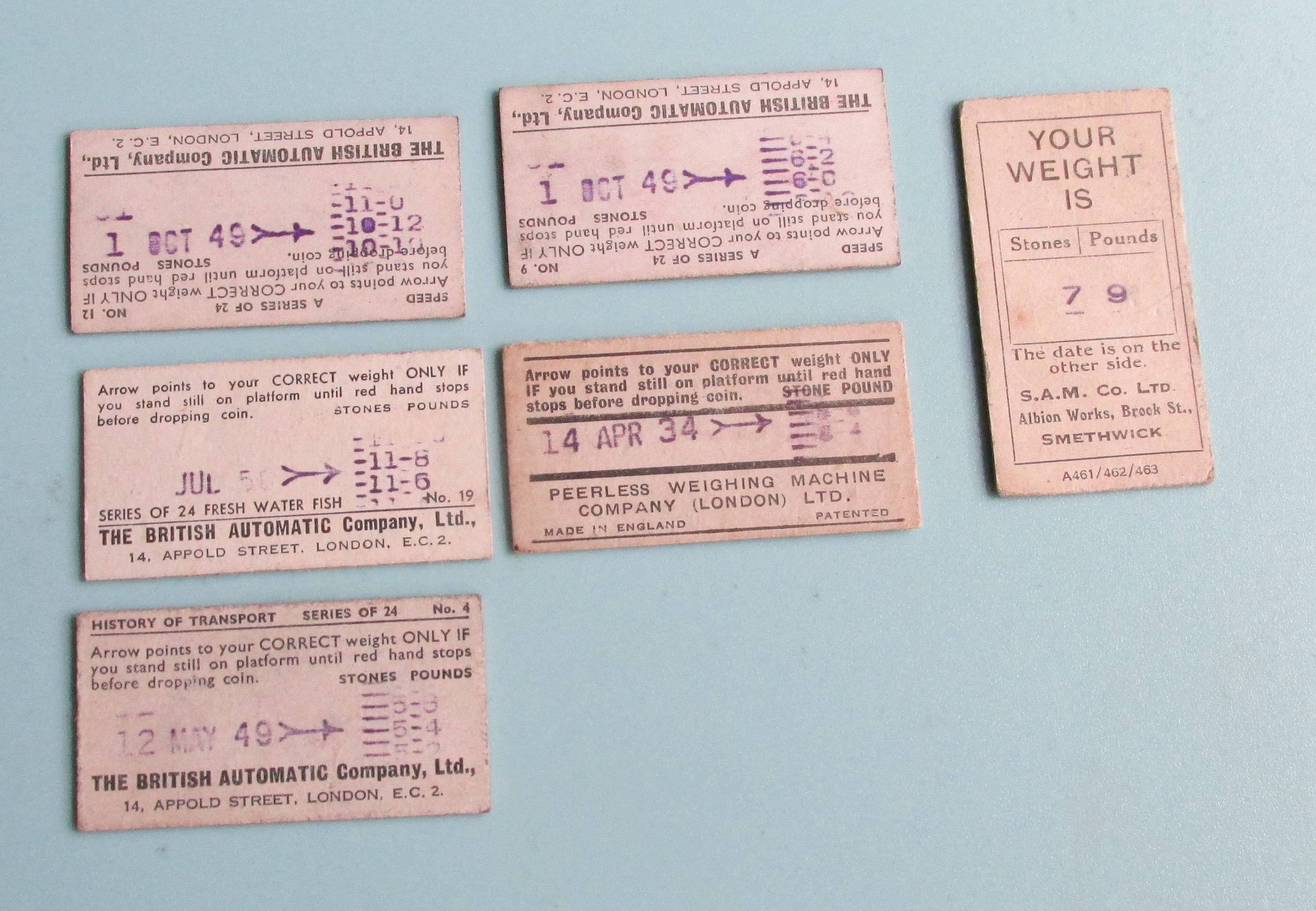 6 Vintage 1930s/40s/50s Weighing Machine Cards Etsy