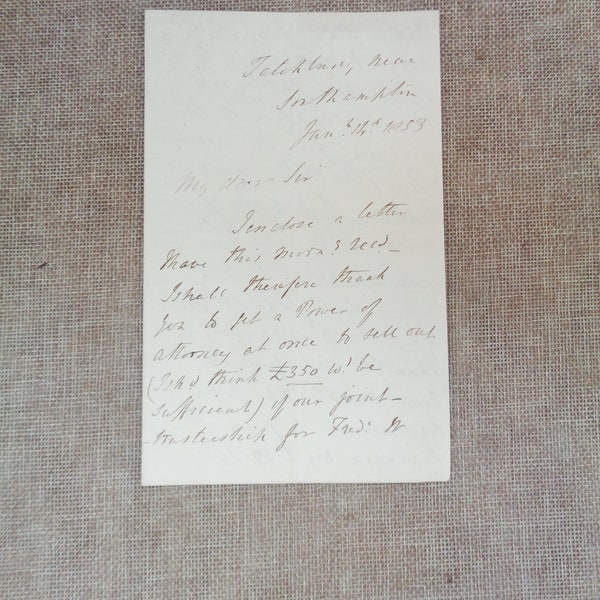 Antique 1853 Handwritten Letter - No envelope