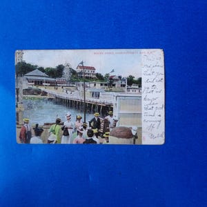 Antyczna pocztówka z 1908 r. – Rocky Point, zatoka Narragansett, Rhode Island – napisana ręcznie i wysłana pocztą