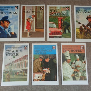 7 x Cartões postais Ladybird Book Cover - Sem uso - Série 606B - Pessoas no trabalho