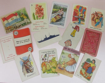 Mixed Lot of 14 Vintage Game Cards/Playing Cards Pack   - Junk Journal,Scrapbooking, Collage, Mixed Media, Card Making