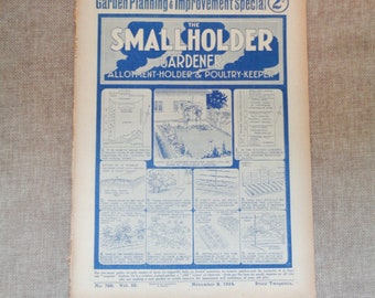Vintage The Smallholder Gardener, Allotment-Holder & Poultry-Keeper Magazine – November 1924 – ungebunden