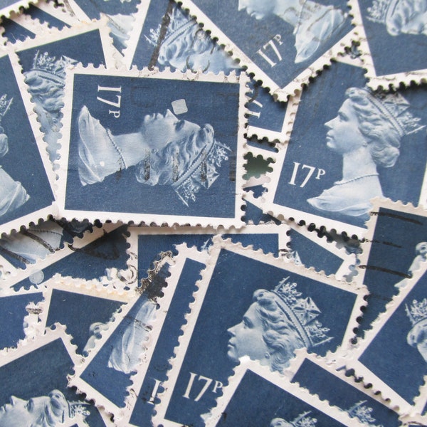 50 x 17p Petrol Blue QEII Postage Stamps