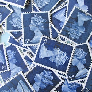 50 x 5d Midnight Blue QEII Pre-Decimal Vintage Francobolli Postali Usati