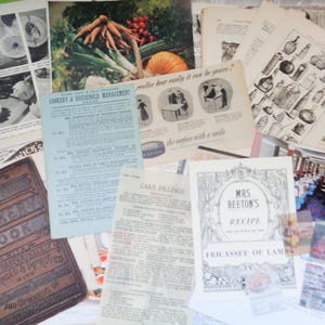 Pacote de diário de lixo com tema de receitas e alimentos (70 peças) - Papel antigo/vintage - Pacote grande A4 - Scrapbooking, colagem, arte alterada, criação de cartões