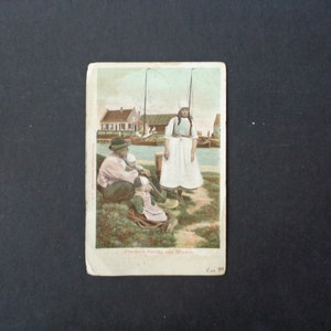 Carte postale hollandaise ancienne de 1902 environ - Famille en costume traditionnel de Marken - Manuscrite et postée