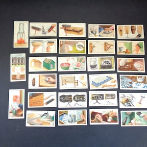 Huishoudelijke tips: complete set van 50 vintage testament-sigarettenkaarten uit 1936