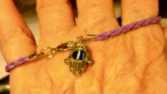 Vintage Moon Bead Hansa Hand Judaica with Evil Ey… - image 2
