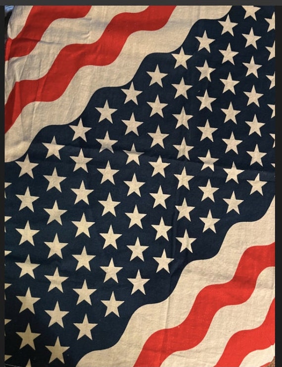 100% Cotton Vintage Stars and Stripes Flag Motif … - image 1