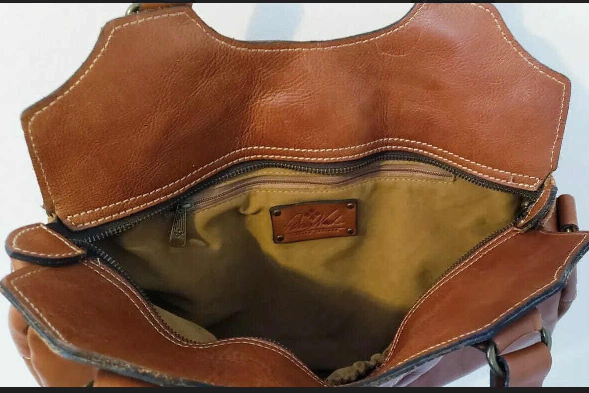 Vintage Patricia Nash Brown napoli 100% Pleated Full Grain Leather With ...