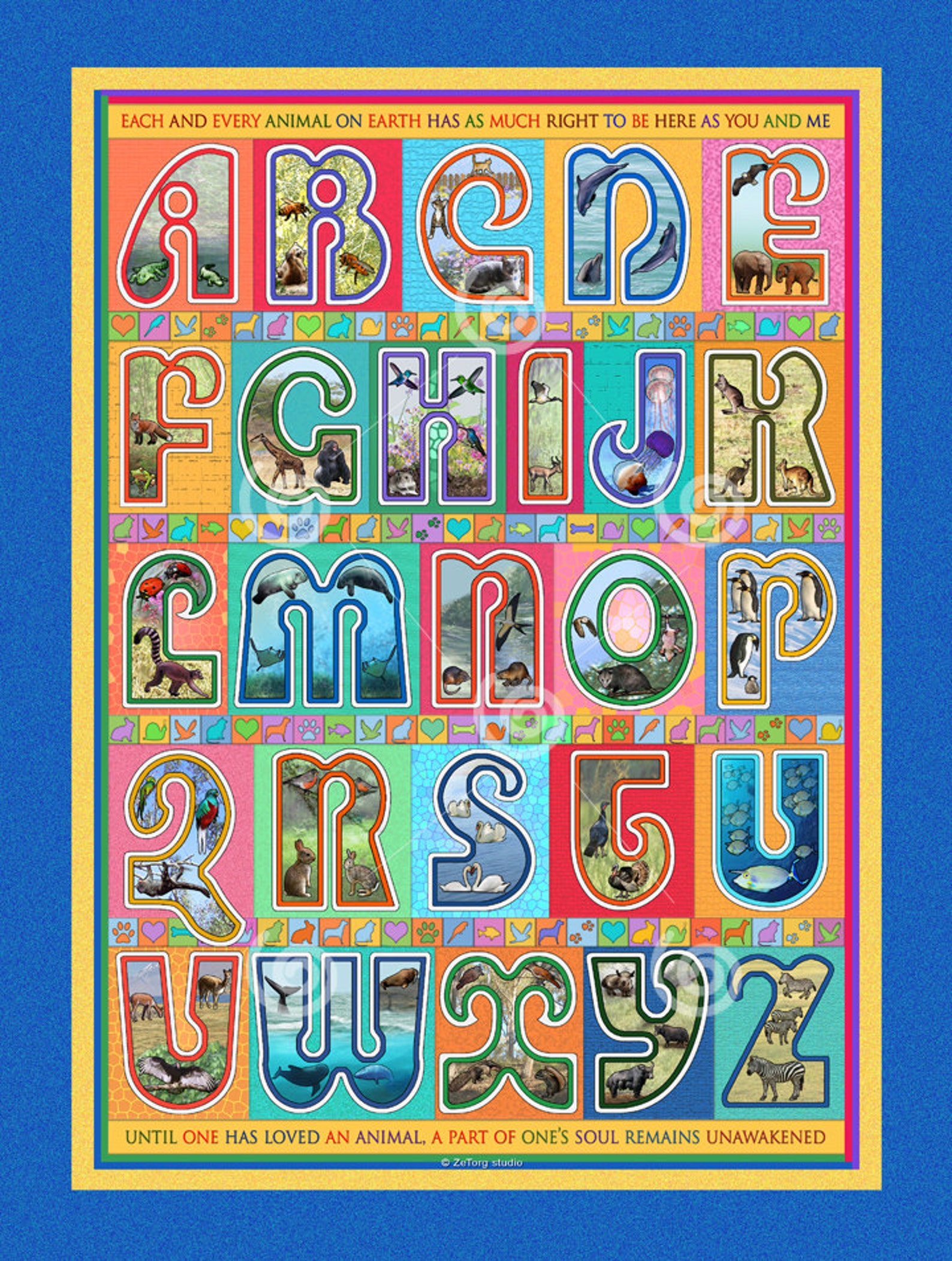 Animal Alphabet Poster Print | Etsy
