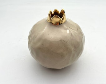 Ceramic Pomegranate, Ceramic Art, Ceramic Decor, Handmade Pottery, Ceramic Fruit, White Pomegranate, Pomegranate Vase, Pomegranate Ornament