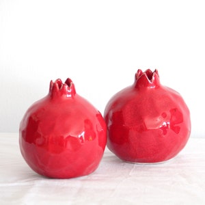 Pomegranate Set, Table Decor Set, Fruit Decor Kitchen, Ceramic Home Decor, Ceramic Fruit, Handmade Ceramic Sculpture, Red Pomegranate