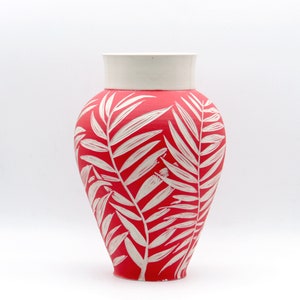 Leaves Vase, Painted Vase, Artistic Vase, Modern Vase, Ceramic Art, Pottery Vase, Ceramic Vase, Porcelain Vase, Botanical Vase, Nature Vase image 1
