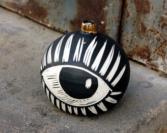 Fles Vaas, Evil Eye Vaas, Keramische Decor, Evil Eye Decor, Judaica, Joods Geschenk, Joods Huis Gift, Joodse Decor, Joodse Kunst, Gemaakt in Israël