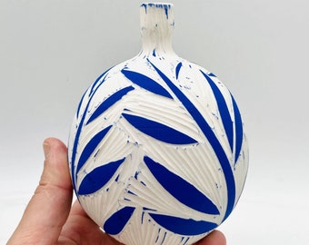 Modern Vase, Flower Vase, Porcelain Vase, Ceramic Decor, White Blue Vase, Pottery Vase, Decorative Vase, Unique Vase, Handmade Vase