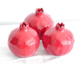Pomegranate Set, Pottery Gift, Judaica Jewish Home Gift, Jewish Wedding Gift, Jewish Baby Gift, Bar Mitzvah Gift, Bat Mitzvah Gift, Handmade