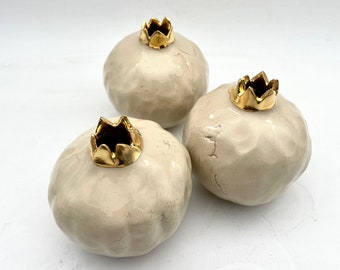 Granaatappel Set, Keramische Kunst, Judaica, Joods Cadeau voor Thuis, Joods Huwelijksgeschenk, Gastvrouw Geschenk, Pesach Gift, Rosh Hashana, Gemaakt in Israël
