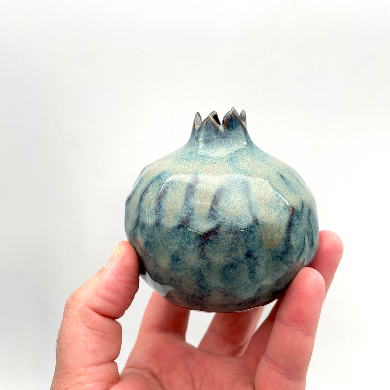 Handmade ceramic pomegranate, blue pomegranate, wedding gifts, decor pomegranate, interior decor, home decor, image 1